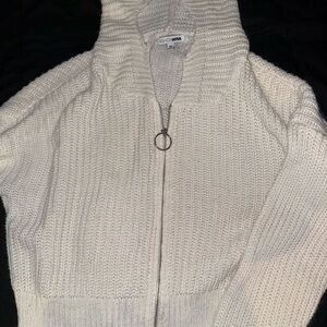 Fashion Nova Cream Hooded Cardigan